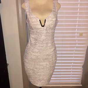 NWOT. White and Silver Evening Dress